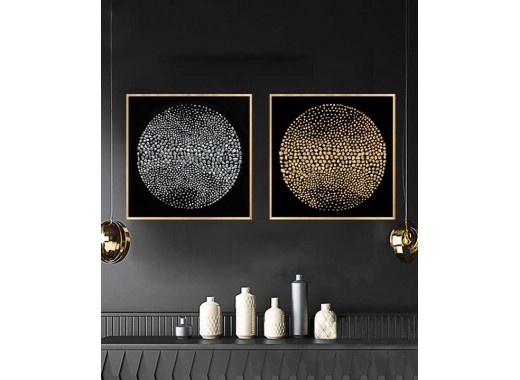 Gold Frame 60*60 Cm 3D Effect Crytsall Porsalein Painting Black